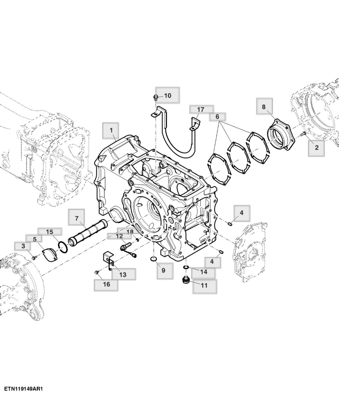 Hộp vi sai, ly hợp đơn, PTO kép 2100 RPM